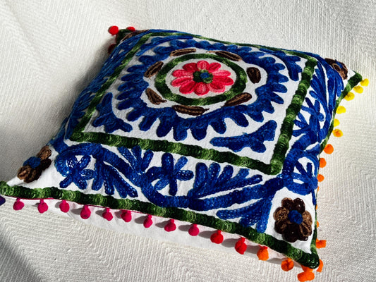 Vibgyor Accent- Blue Floral Cushion Cover