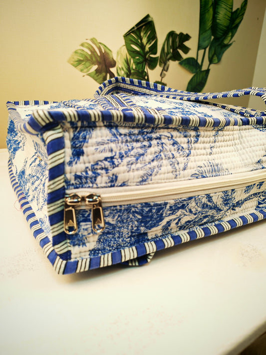 Tropical Vibes Quilted Tote Bag - Blue