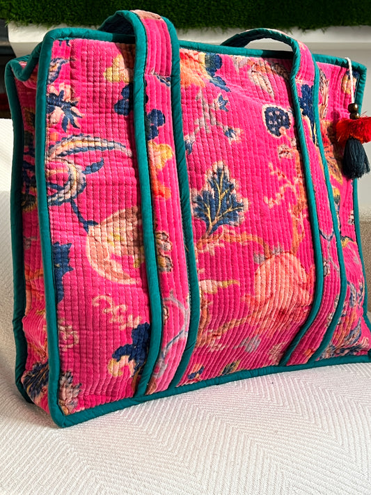 Quilted Tote Bag - Pink