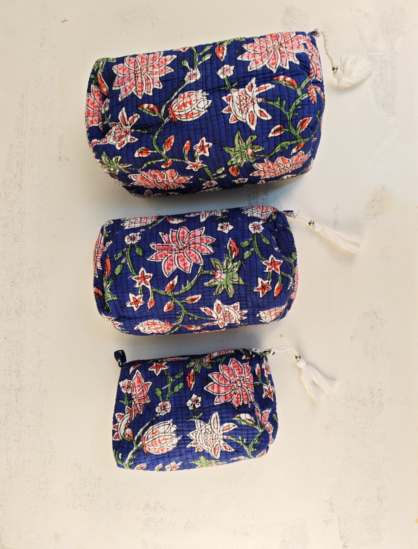 Blue Blossom Tote & Toiletry Pouch Bundle — Handcrafted, Stylish & Travel-Ready