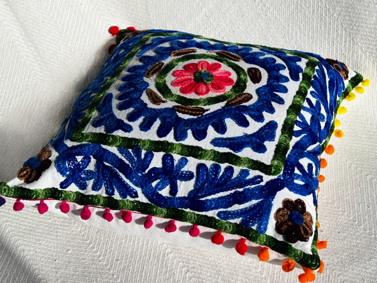 Vibgyor Accent- Blue Floral Cushion Cover