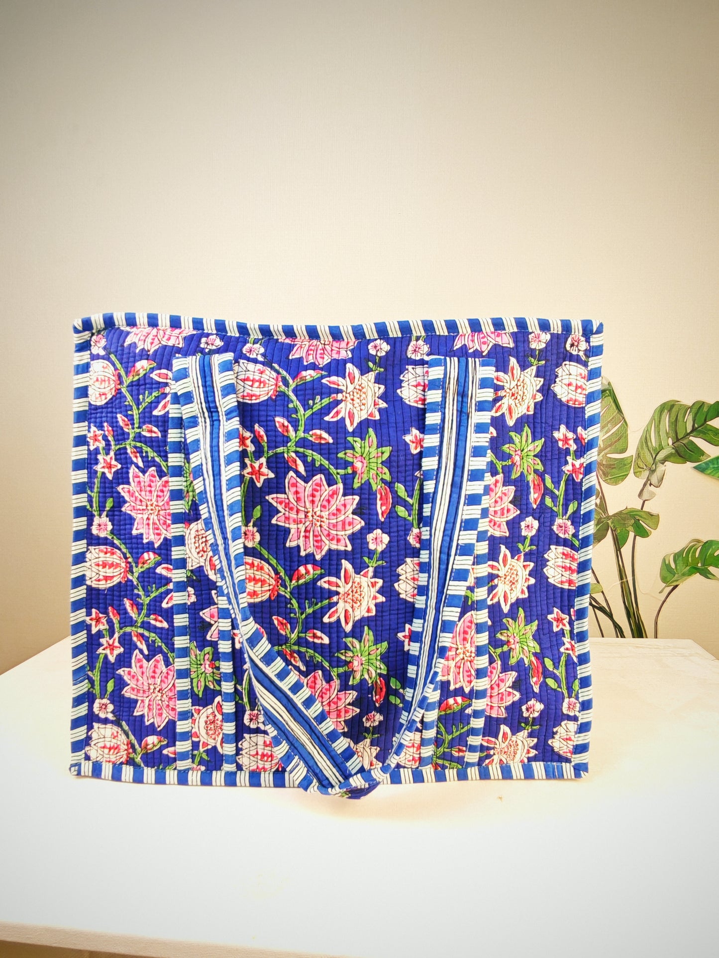 Blue Blossom Tote & Toiletry Pouch Bundle — Handcrafted, Stylish & Travel-Ready