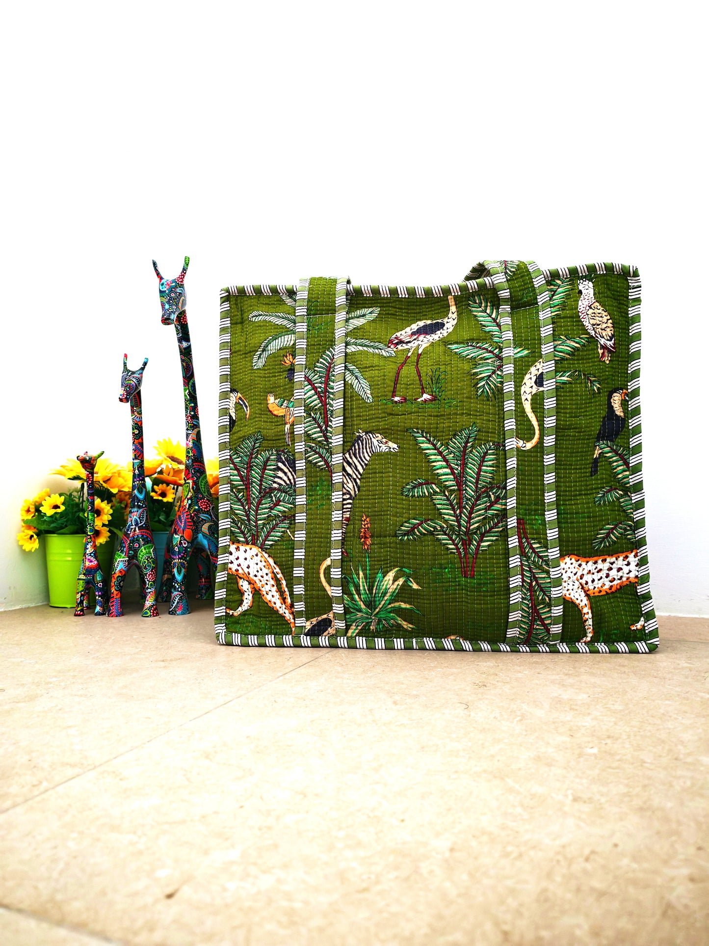 Green Tropical Vibes Tote & Toiletry Pouch Bundle — Fresh, Fun & Perfect for Everyday Adventures