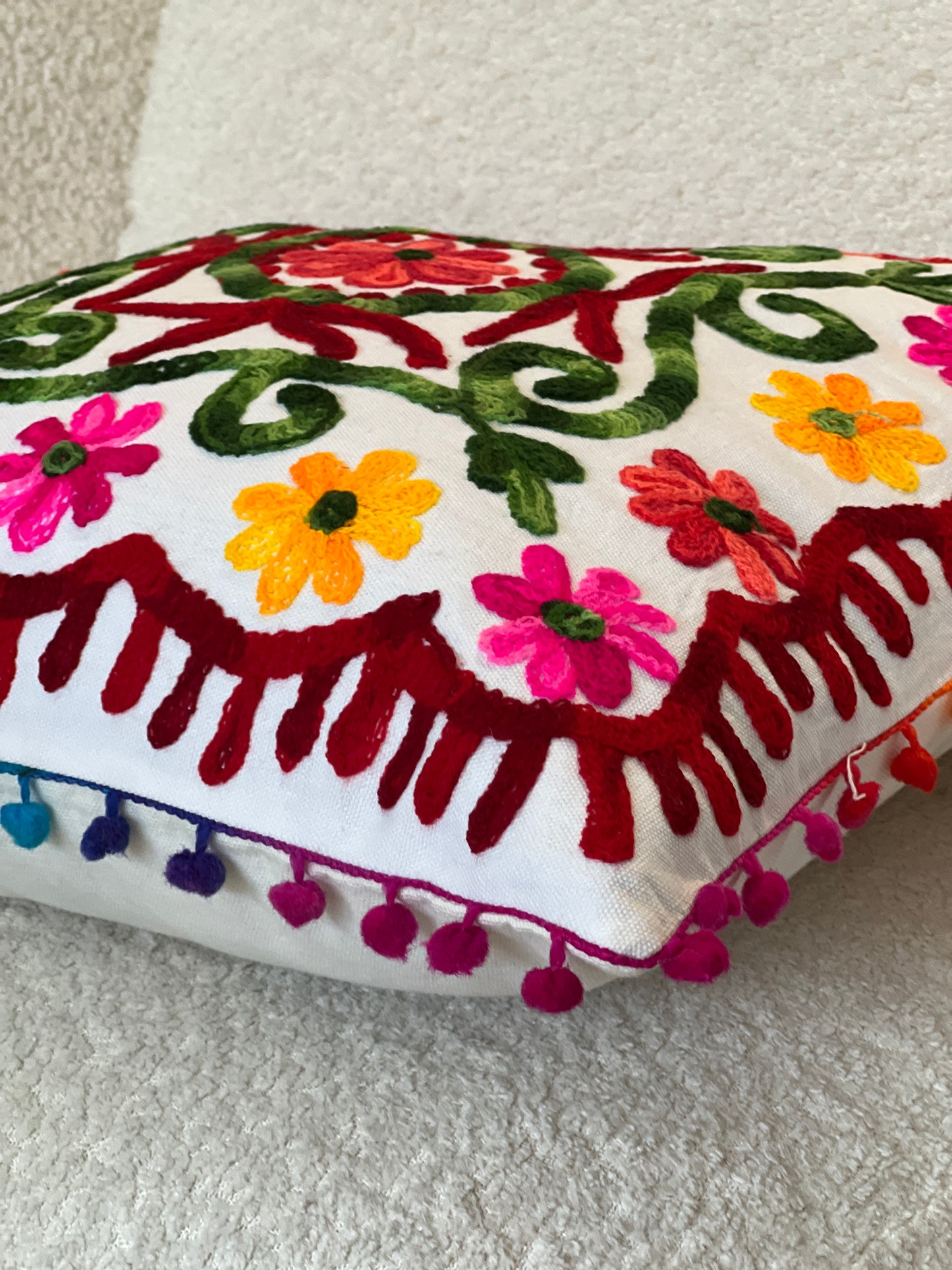 Vibgyor Accent - Pink Red Floral Cushion Cover