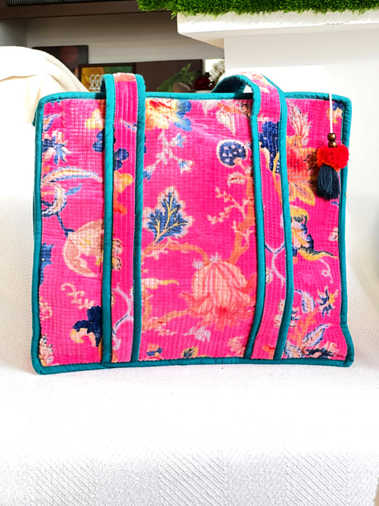 Quilted Tote Bag - Pink