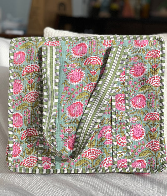 Quilted Tote Bag - Green