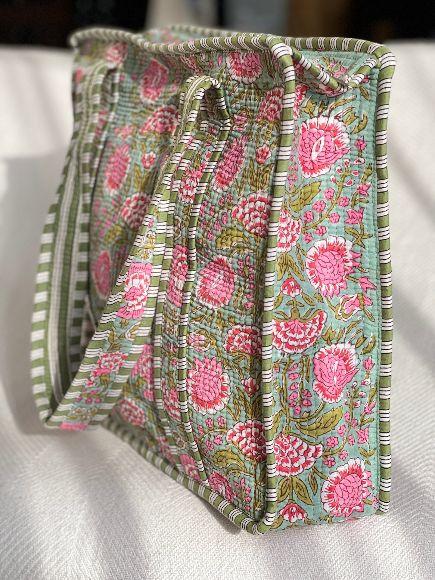 Quilted Tote Bag - Green