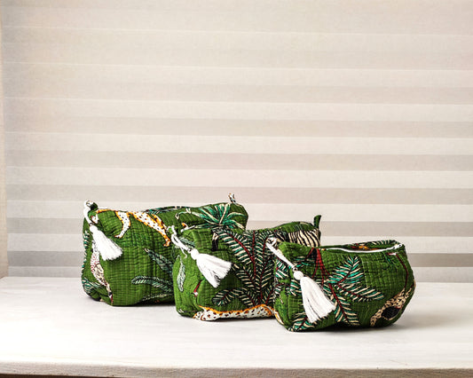 Tropical vibes Toiletry bags set of 3 - Green