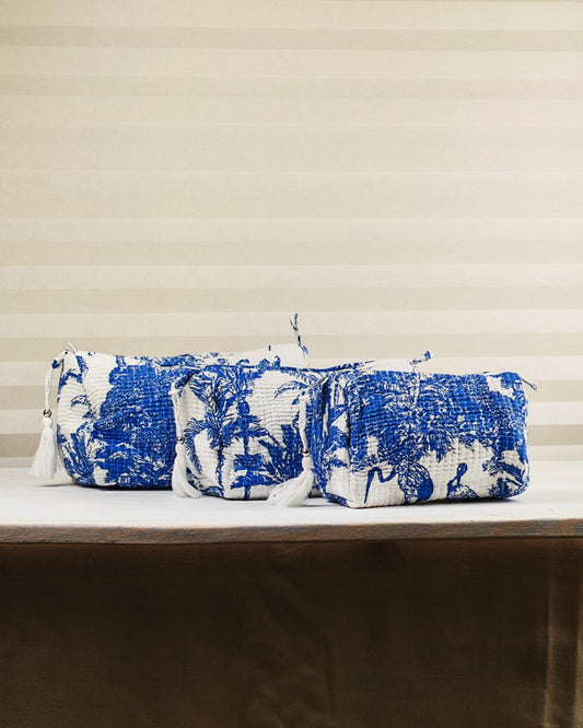 Blue Tropical Vibes Tote & Toiletry Pouch Bundle — Fresh, Fun & Perfect for Everyday Adventures